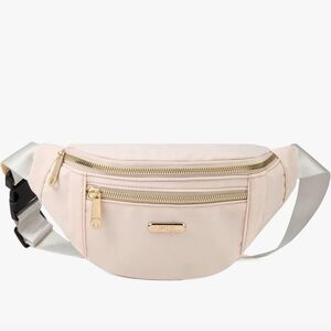 Chic Blush Crossbody Bag with Gold Accents